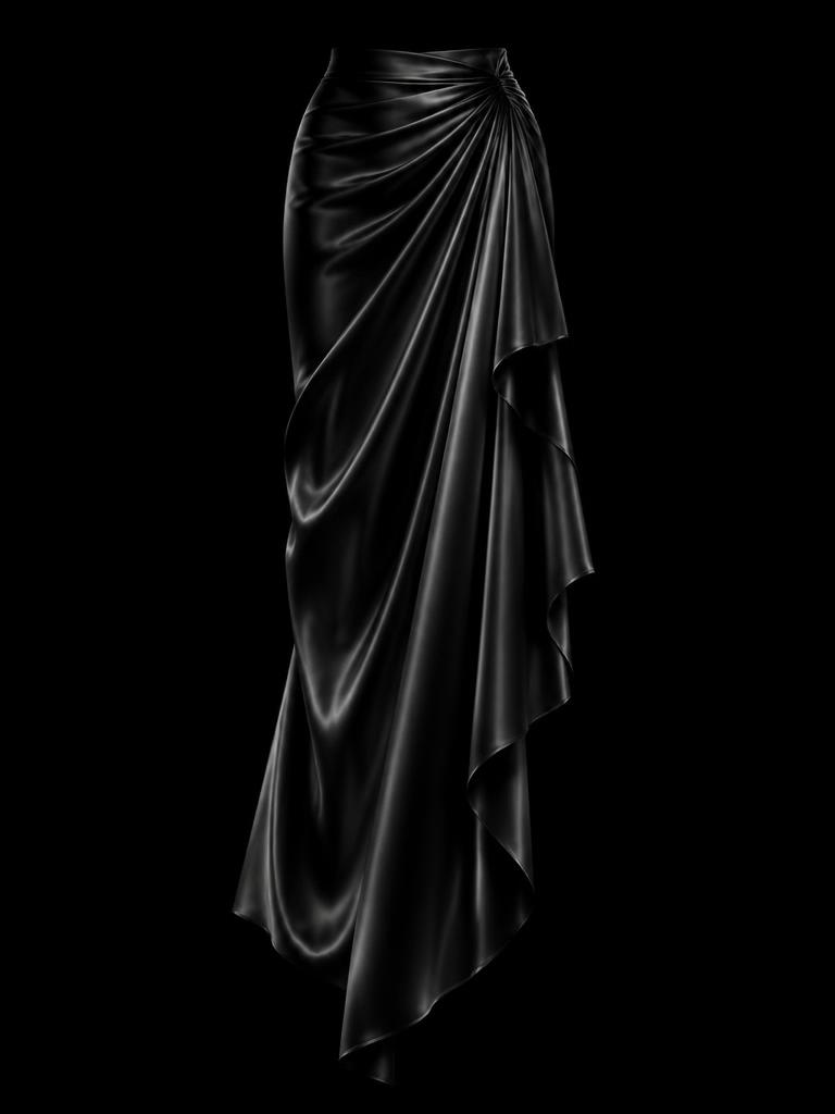 Gravity-Drape Asymmetric Silk Skirt