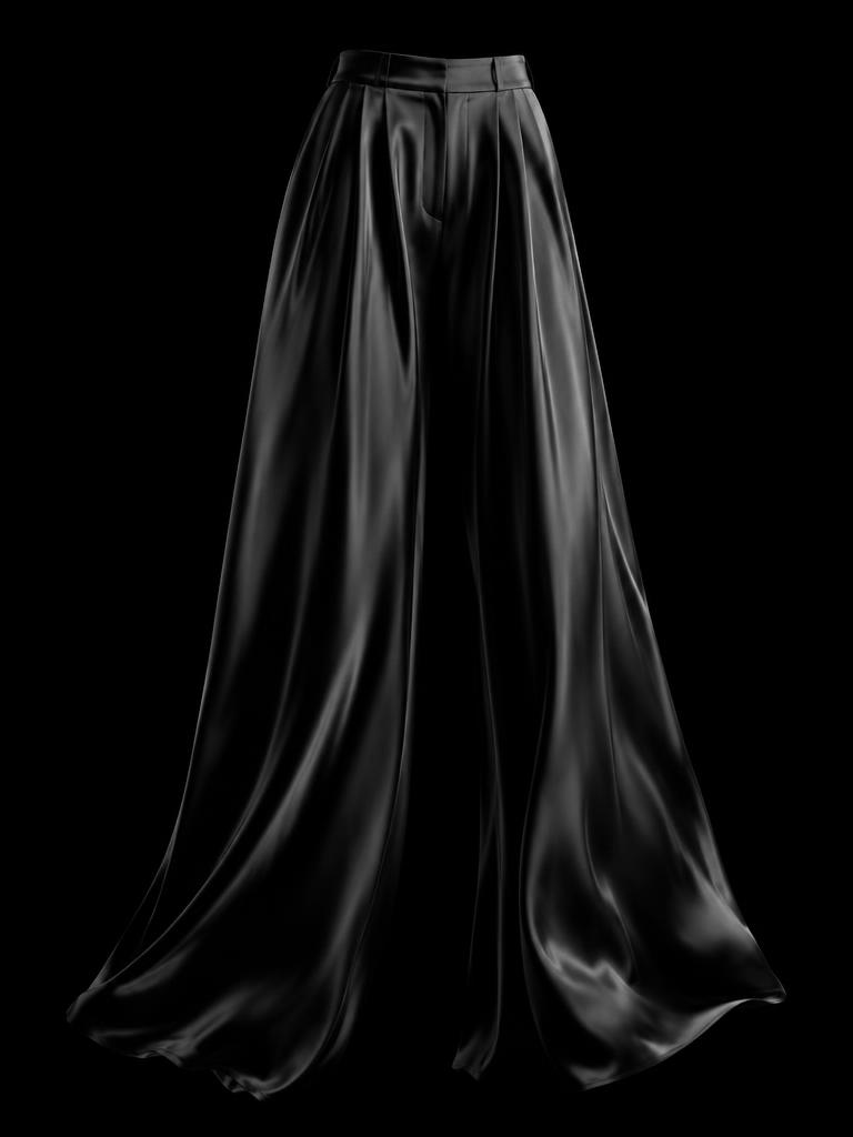 Void-Black Liquid Silk Trousers